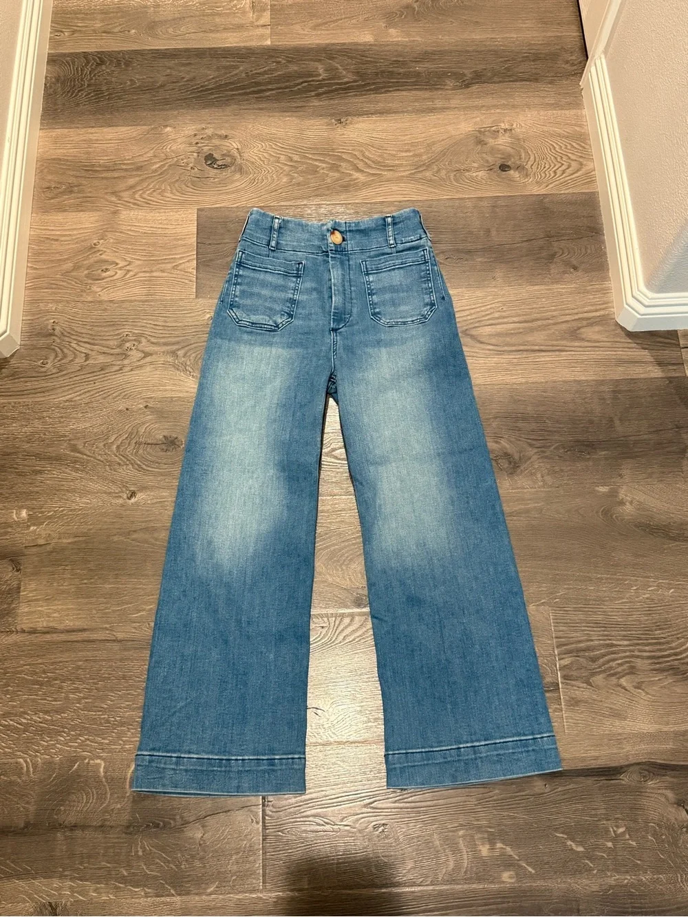 Maeve Colette Crop Wide leg Jeans in Blue - Picture 2 of 13